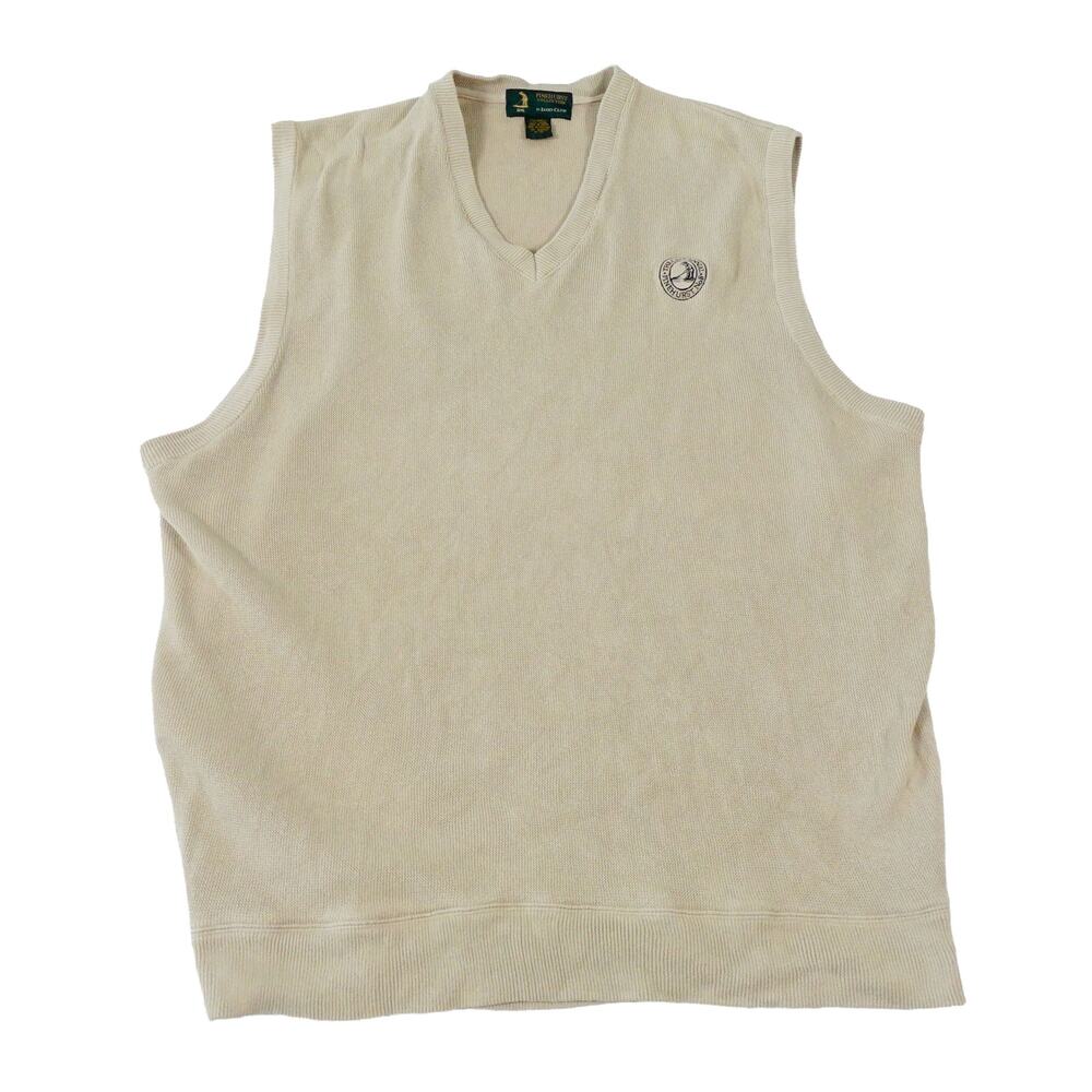 Pinehurst Collection No 8 Izod Club Beige V Neck Sweater Vest Men's XXL